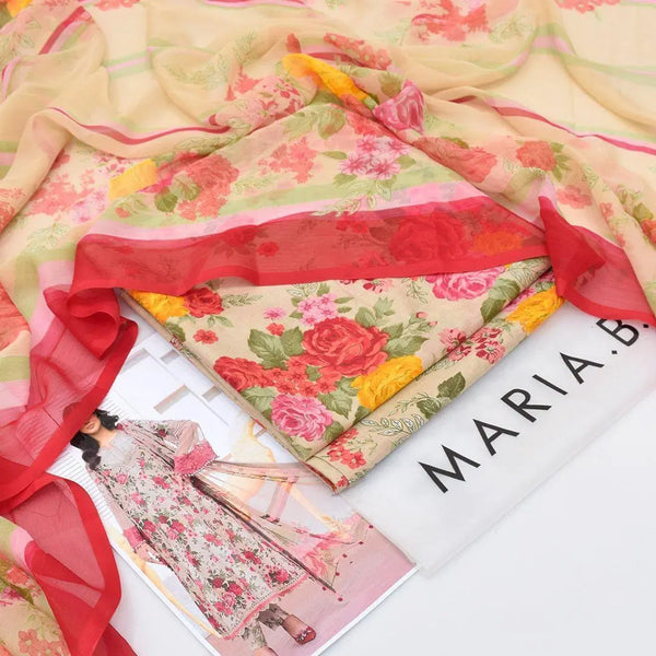 3 Pcs Women's Unstitched Printed Suit