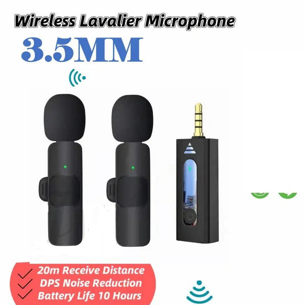 K35 Dual Wireless Lavalier Microphone 3.5mm Jack for Mobile