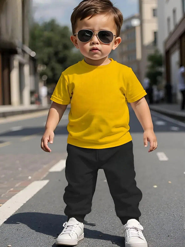 Fun Yellow Jersey Tracksuit for Kids - 2 Pcs Set