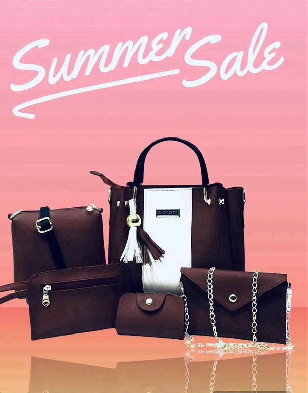 Elegant Women's Leather Hand Bag Set - 5 Pcs - Versatile Everyday Style