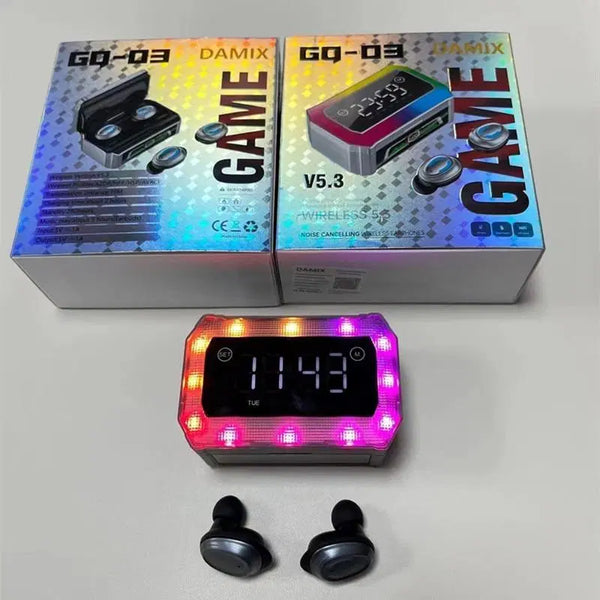 GQ-03 Wireless Gaming Earbuds with Digital Display and Time