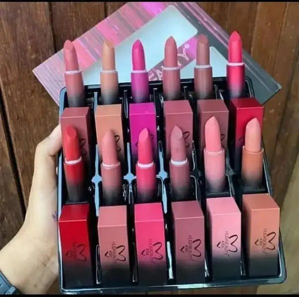 Bold Coverage Multicolor Lipstick - 12 Pcs High Pigmented Set
