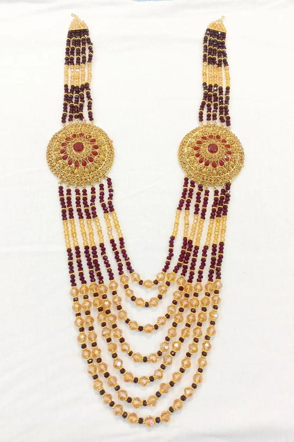 Maroon Multi Layered Mala - 1 Pc Casting Jewelry