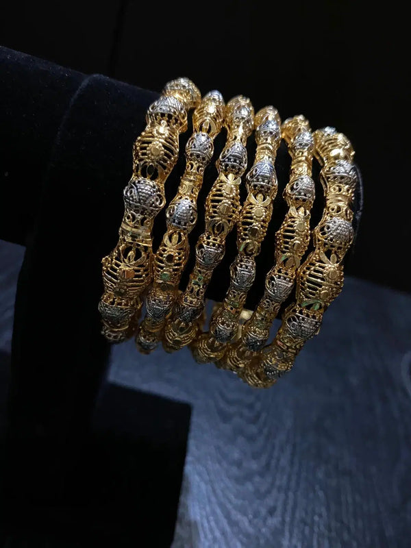 6 Pcs Indian Design Gold Plated Kara Bangle
