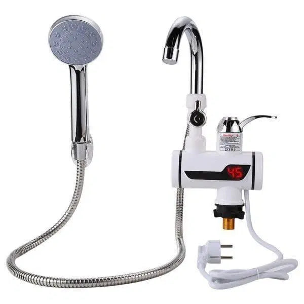 Portable & Rechargeable Electric Heating Water Faucet With Shower - Stainless Steel Hot Water Heater