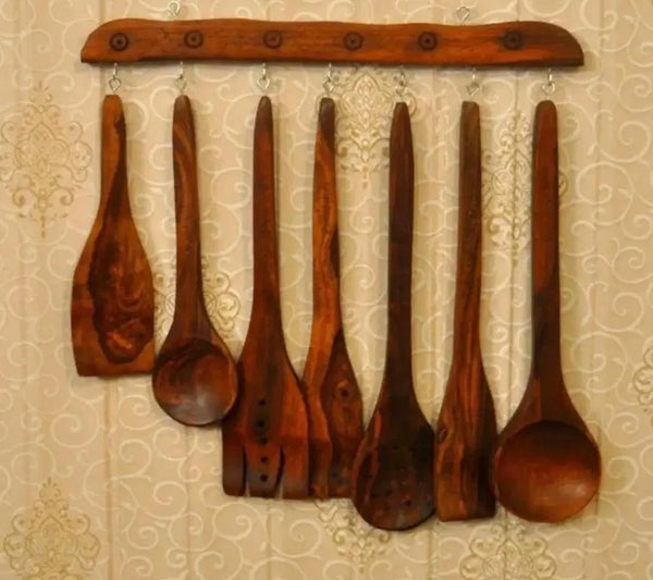 Multicolor Wooden Kitchen Accessories Bundle - 7 Pcs Wooden Spoon Set