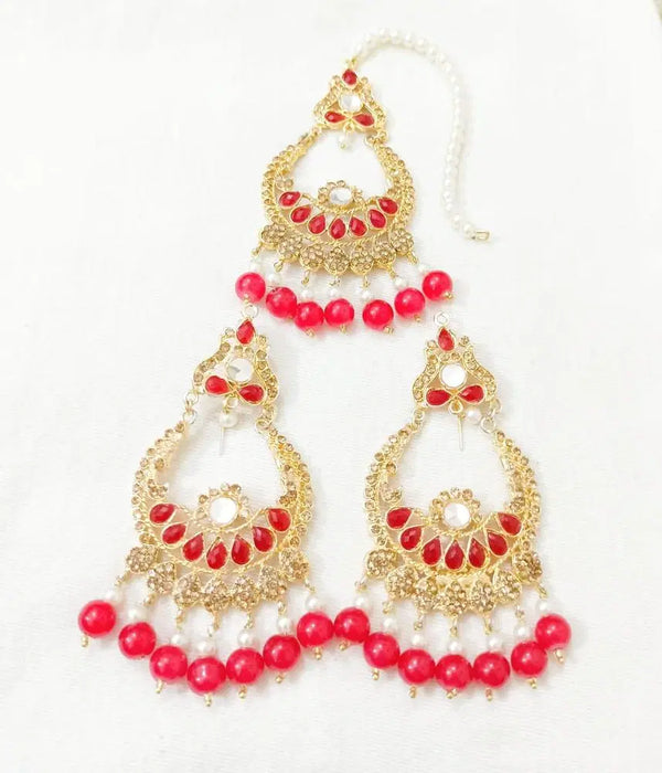 Kundan Earings And Bindiya Set
