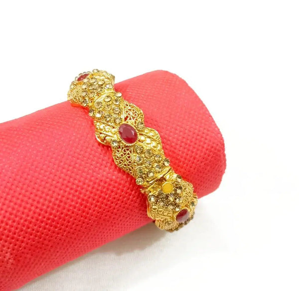 1 Pc Gold Plated Artificial Stones Kara Bangle