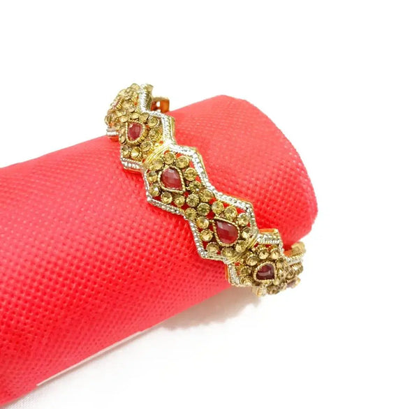 1 Pc Gold Plated Artificial Stones Kara Bangle