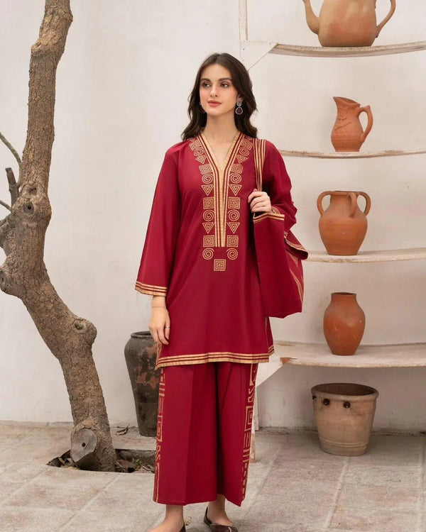 Elegant Embroidered Linen Shirt and Trouser Set
