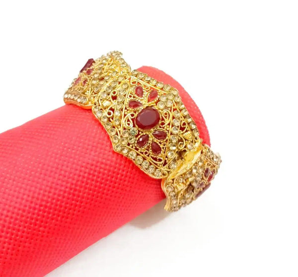 1 Pc Gold Plated Artificial Stones Kara Bangle